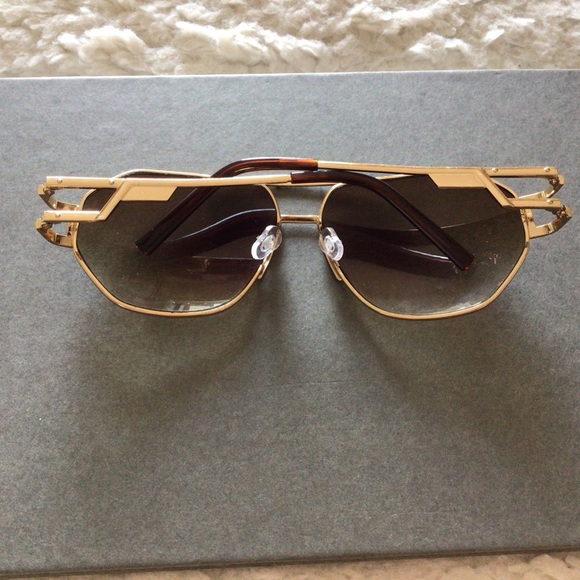 NYS Collection Mens Aviator Double Bridge Gold Metal Studded Frame Sunglasses - Picture 7 of 16